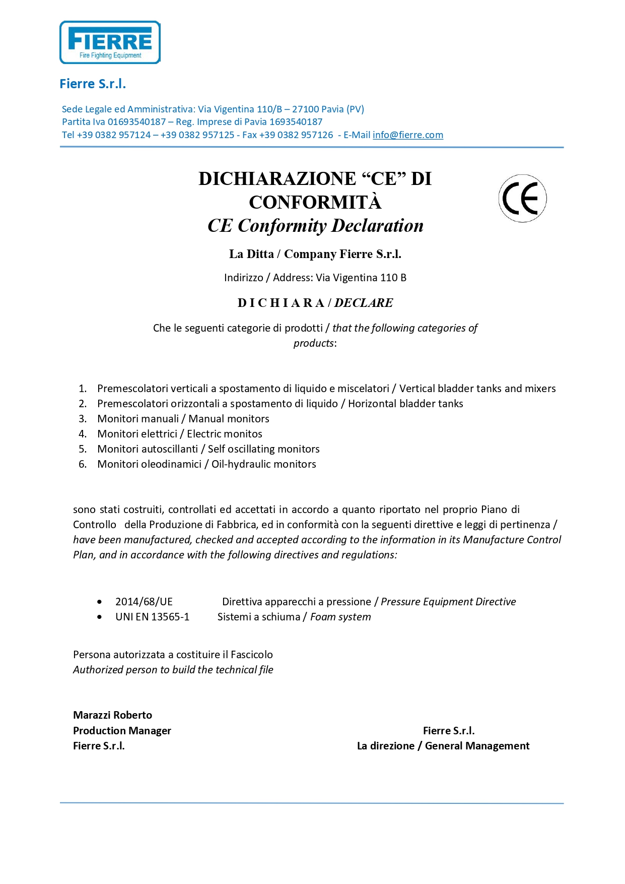 CE Conformity Declaration